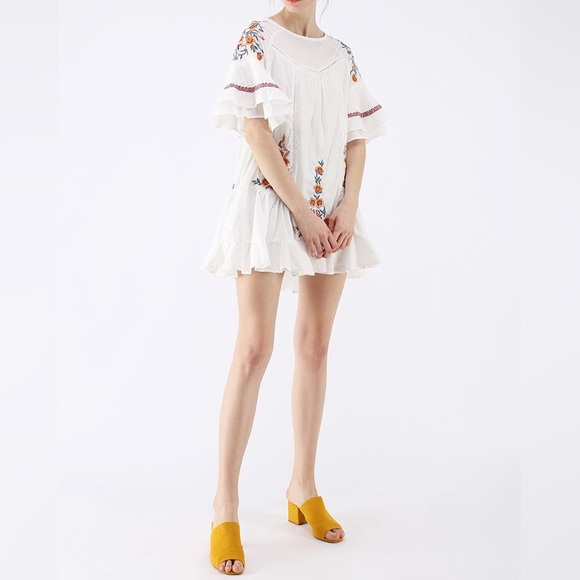 Free People Pablo Women's L Floral Embroidered Mini Dress Casual - Picture 8 of 8